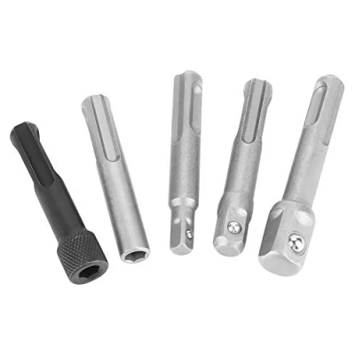 Image of Socket Wrench Adapter, 3Pcs SDS Plus Steel Adapter + 2Pcs Hexagonal Extension, Electric Screwdrivers Tool Accessories
