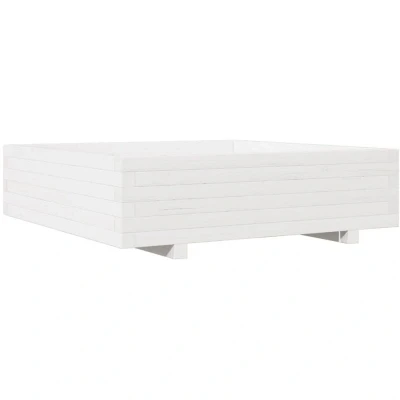 Image of vidaXL Garden Planter White 90x90x26.5 cm Solid Wood Pine