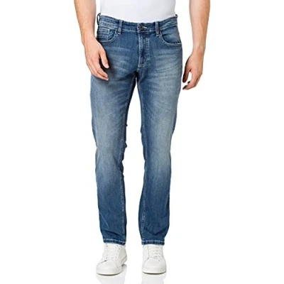Image of camel active Men&#039;s 5 Pocket Madison Straight Jeans, Blue (Mid 84), 38W / 32L