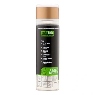 Image of Autotek Professional Exact Match Car Spray Paint, Ford Solar Gold Metallic Aerosol Spray, 300 ml