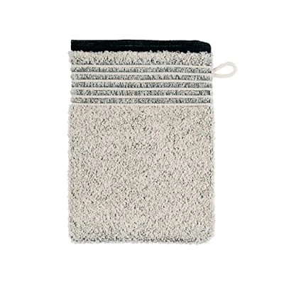 Image of möve Eden wash glove piped border 15 x 20 cm made of 80% cotton / 20% linen, nature black