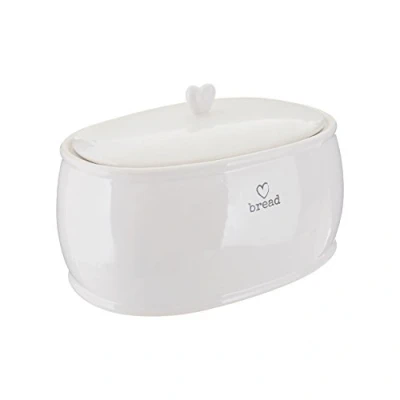 Image of Premier Housewares Charm Biscuit Tin Bread Bin Dolomite Storage and jar Crock White 19 x 32 21 cm
