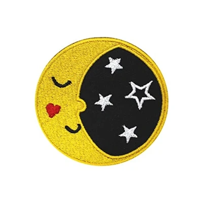 Image of Yin Yang Moon Star Cartoon Patch Iron On Sew Embroidery Badge Country