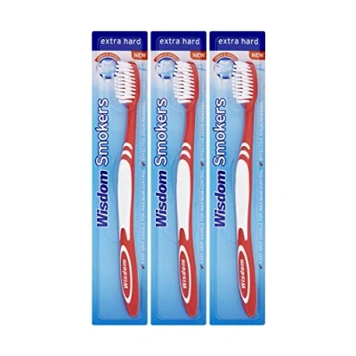 Image of 3 x Wisdom Smokers Extra Hard Brush Toothbrush