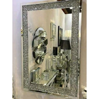 Image of EXTRA LARGE JEWEL WALL MIRROR LOOSE DIAMANTE NEW CRYSTAL SQUARE DECOR GIFT 104CM x 74CM