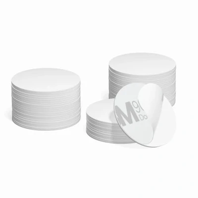 Image of 10PCS NFC Tag Cards, Programmable 215 Tags PVC NTAG215 Card Adhesive Backing Round 25mm, 504 Bytes Memory for Android iPhone and All Enabled Devices