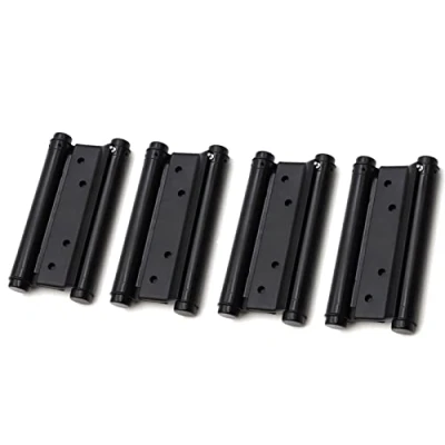 Image of 2 Pairs 5‘’ Black Double Action Stainless Steel Door Hinges Saloon Cafe Self Closing