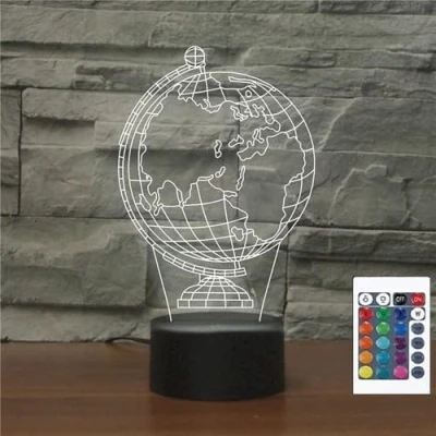 Image of FLRXHK Globe 3D Illusion Night Light Touch Table Desk Lamp with Remote Control 16 Colors Optical USB LED for Kids Gift Room Decoration
