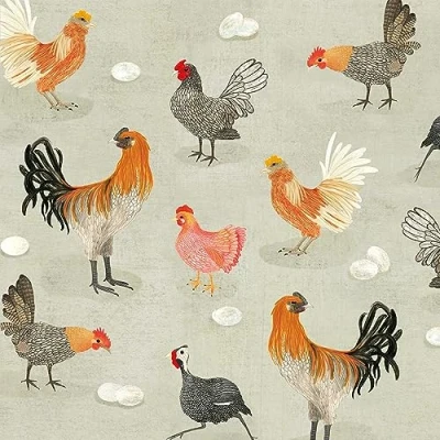 Image of 20 Napkins Animal Motifs Many Lively Chickens as Table Decoration Paper with Motif Also for Decoupage and 33 x cm