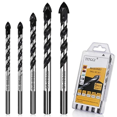 Image of Tile Drill Bit, Professional Bit (5PCS) for Tile/Brick/Plastic/Cement/Wood/Glass/Etc, Industrial Strength Bits Set, 1/4&quot; 1/2&quot;