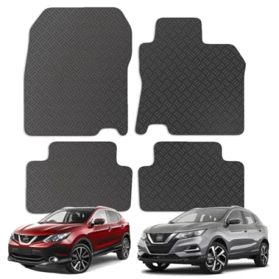 Image of Carsio Car Mats For Nissan Qashqai 2014 Onwards 3mm 4pc Set Tailored Fit Rubber Floor Mat Complete Accessory Black Custom Fitted Anti Slip Backing, Heavy Duty &amp; Waterproof