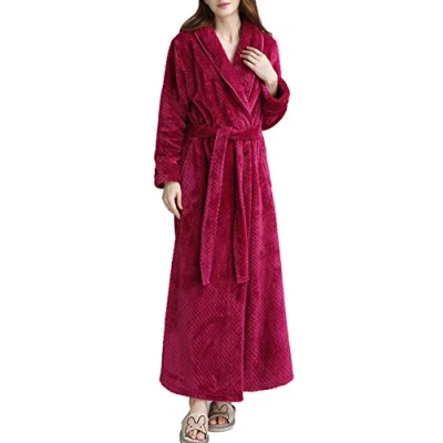 Image of Kinloy Ladies Plus Size Towelling Bathrobe Womens Fleece Lightweight Winter Dressing Gown Loungewear Red XL 14 20 UK