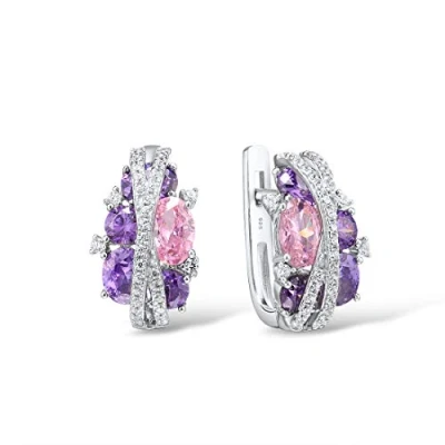 Image of Santuzza 925 Sterling Silver Twist Dangle Earrings Blue Spinel Cubic Zirconia Drop for Women