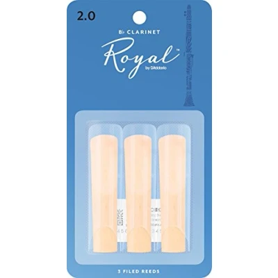 Image of D’Addario Woodwinds Royal Bb Clarinet Reeds B Flat for Strong Spine Filed Cut Strength 2.0, Pack of 3