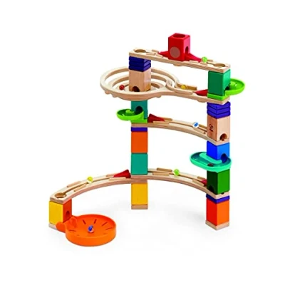 Image of Hape Cliffhanger Quadrilla Wooden Marble Run, Maze Run Set, Early Educational STEAM Development Building Toys for Kids, Multicolour