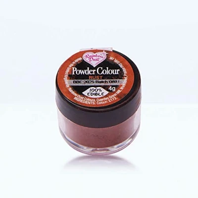 Image of LGT RBD Edible Powder Colour Dust 4g Cake Decorations. Food Colouring. Ideal for Icing, Cakes, Cupcakes, Cookies, Drinks and Chocolate. (Rust)