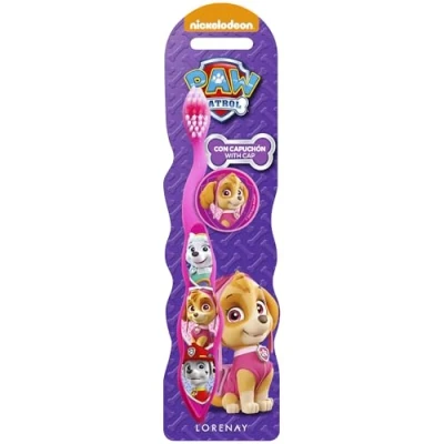 Image of Paw Patrol Skye Kids Toothbrush with Protection Cap, Comfortable Handle and Soft Bristles for Girls Ages 3+