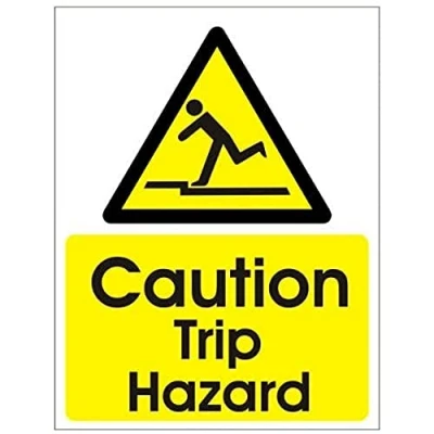 Image of Pack of 2 x Caution Trip Hazard Signs 150mm 200mm Rigid Plastic