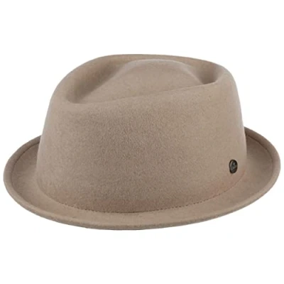 Image of Lierys Blank Pork Pie Ladies/Men Felt hat Water Repellent Porkpie Crushable Wool Summer/Winter Beige L (58 59 cm)