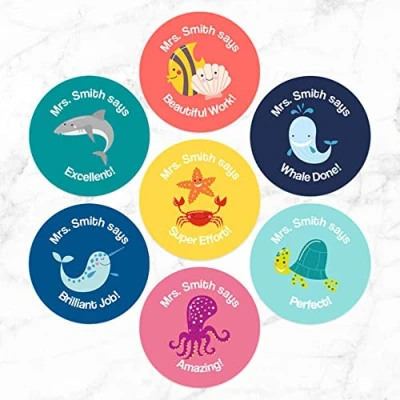 Image of Dotty about Paper Personalised Teacher Stickers Under The Sea Pack of 70