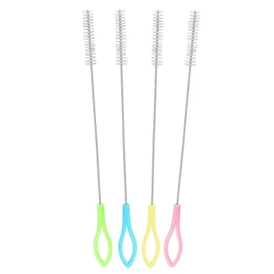 Image of adspow 4 pieces Straw Brushes,Reusable Straws Cleaning Brush,test tube brushes,Nylon Brushes Suitable for baby bottles, water cups, test tubes, etc.