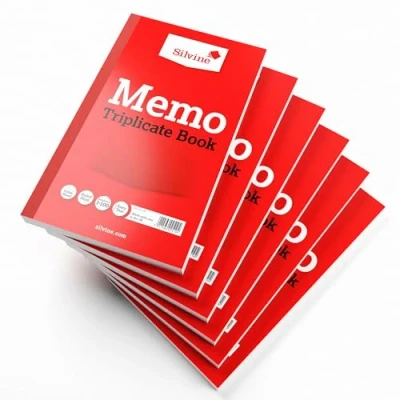 Image of Silvine Triplicate Memo Book Numbered 1 100 with index sheet (210 x 127mm) [Pack of 6]