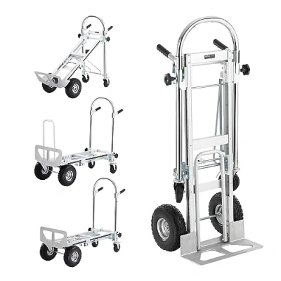 Image of VEVOR Aluminum Hand Truck, 4 in 1, 1000 lbs Load Capacity, Heavy Duty Industrial Convertible Folding Truck and Dolly, Utility Cart Converts from to Platform with Rubber Wheels