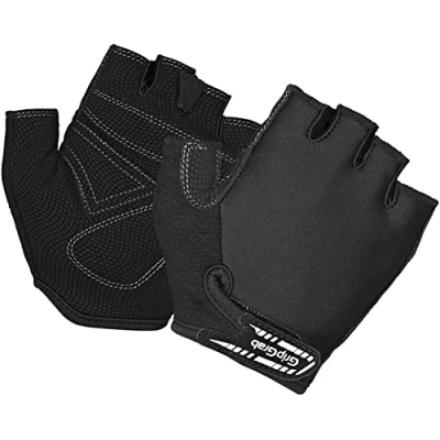 Image of GripGrab Unisex&#039;s X Trainer Junior Kids Short Finger Padded Cycling Gloves, Black, Large