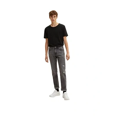 Image of TOM TAILOR Denim Men&#039;s Adean Straight Jeans 1032754, 10222 Destroyed Light Stone Grey Den, 33W / 34L