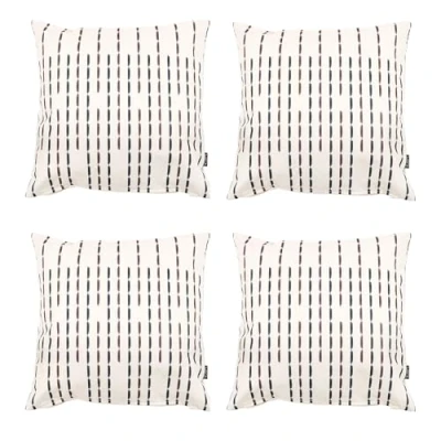 Image of icon Indoor Outdoor Cushions with Cover Included, Boho Collection, Stripe Print, Set of 4, 43cm x 43cm, Water Resistant, for Garden Furniture, Garden, Patio