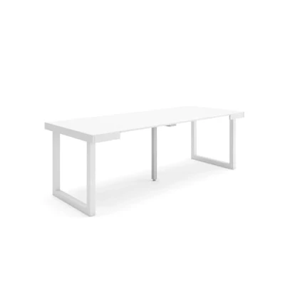 Image of Skraut Home Extendable Console Table Folding Dining 220 For 10 diners Solid wood legs Modern Style White
