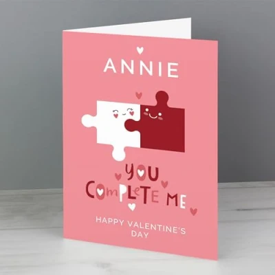 Image of Personalised You Complete Me Greeting Card Valentines Day, Valentine, Girlfriend, Boyfriend, Wife, Husband, Partner, Love