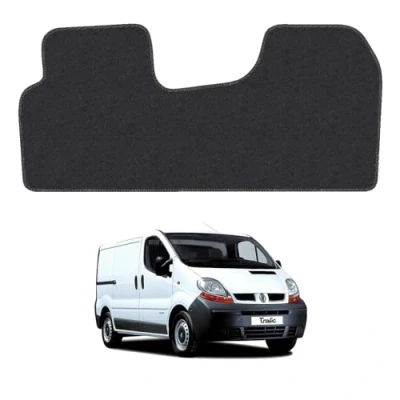 Image of Carpet Floor Mats for the Renault Trafic (2001 2014) Custom Van Accessory Tailored fit, Granulated Anti Slip Layer &amp; Black Binding