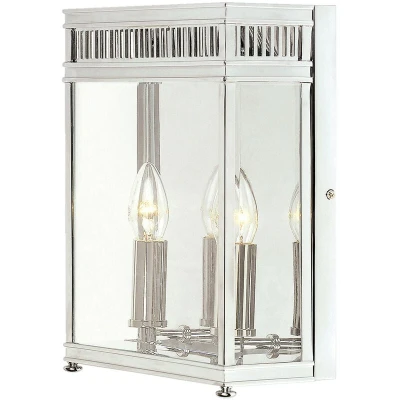 Image of Holborn 2 Light Outdoor Medium Wall Half Lantern Polished Chrome IP44, E14