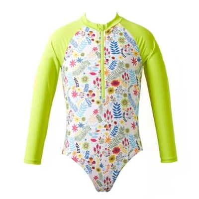 Image of Splash About Girls Swimming Costume Sunsuit, Jungle Lime, 8 9 Years