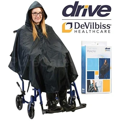 Image of Drive Flat Hem Waterproof Wheelchair Poncho Rain Cape