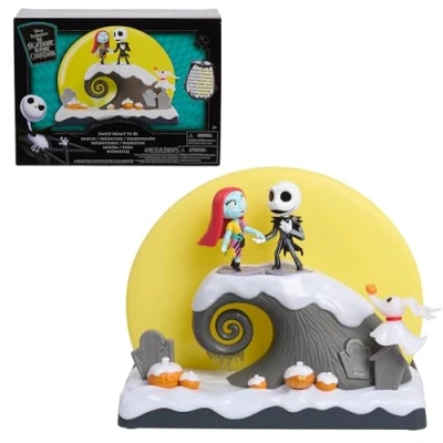 Image of Just Play Disney Tim Burton’s The Nightmare Before Christmas “Simply Meant to Be Display, Jack Skellington and Sally Collectible Figurines, Kids Toys for Ages 3 Up