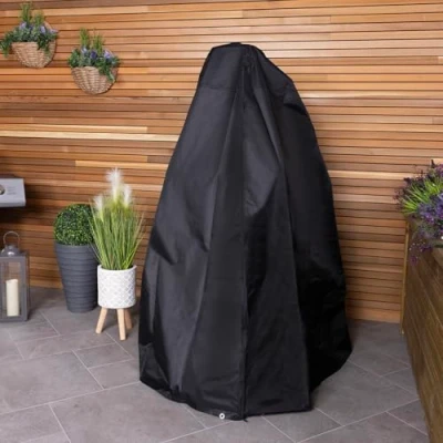 Image of Charles Bentley Rattan Swing Seat Cover, Waterproof, Tear Resistant, For Outside, Patio, Garden Table Windproof, Circular Table, Weatherproof, Easy Clean, PVC Polyester, Black (205x180x180cm)