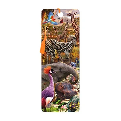 Image of 3D LiveLife Bookmark Waterhole from Deluxebase. A Wild Animal with lenticular Artwork Licensed Renowned Artist David Penfound