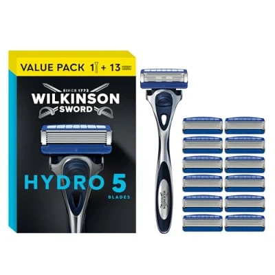 Image of WILKINSON SWORD Hydro 5 Razor For Men, Carbon Coated Blades, Hydrating Gel &amp; Precision Trimmer, + 12 Blades