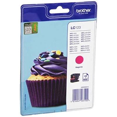 Image of Brother LC 123MBP 123 Ink Cartridge Standard Capacity 600 Page in Blister Packaging Magenta
