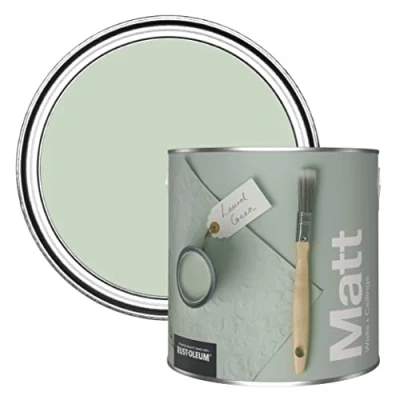 Image of Rust Oleum Colours Matt Emulsion Wall and Ceiling Paint Laurel Green 2.5L