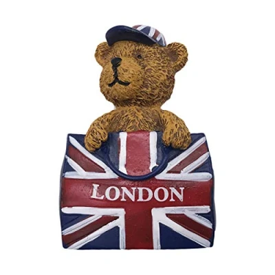 Image of 3D Bear London England UK Refrigerator Fridge Magnet Tourist Souvenirs Handmade Resin Craft Magnetic Stickers Home Kitchen Decoration Travel Gift