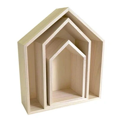 Image of Artemio Set of 3 Shelves Home Decorating, Wood, Natural, 30 x 10 34.5 cm, Beige, 34,5 cm