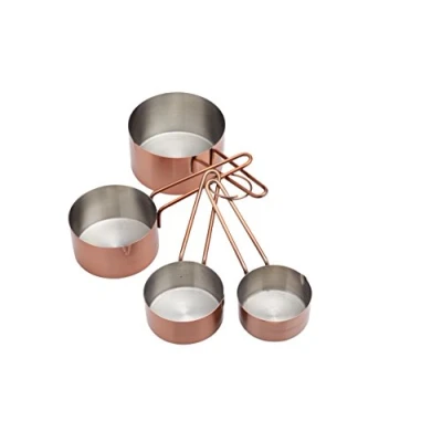 Image of MasterClass Measuring Cups, Copper Effect Cups for Baking, Stainless Steel, Set of Four, Tagged, Silver/Brown