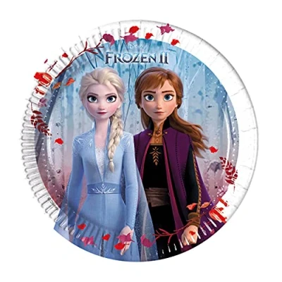 Image of Procos 93484 Party Plates Frozen 2, Size 20 cm, Pack of 8, Disposable Paper Plates, Children&#039;s Birthday, Tableware, FSC® Mix