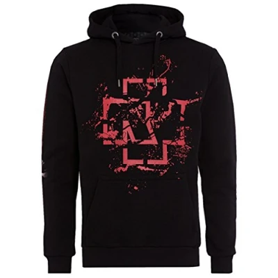 Image of Rammstein Spray Logo 2.0 Hoodie Black Official Band Merchandise with Chest and Sleeve Print, black, L