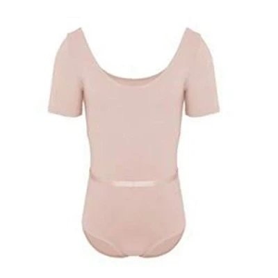 Image of Capezio Girl&#039;s Scoop Neck Short Sleeve Leotard, Pink, Age 2 4