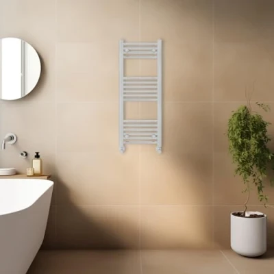 Image of Warmehaus Contemporary Straight Bathroom Ladder Radiator Heated Towel Rail Chrome Warmer Central Heating 1000 x 400mm