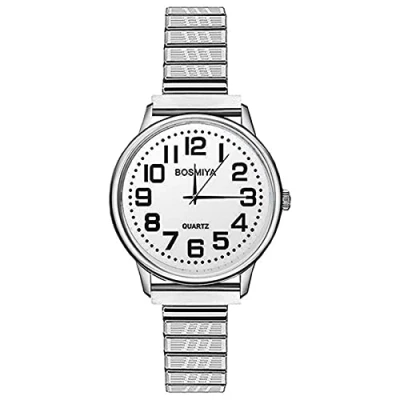 Image of JewelryWe Womens Stretch Band Watches: Easy Reader Alloy Wrist Watches Analog Quartz Gifts for Girlfriend Mother Wife